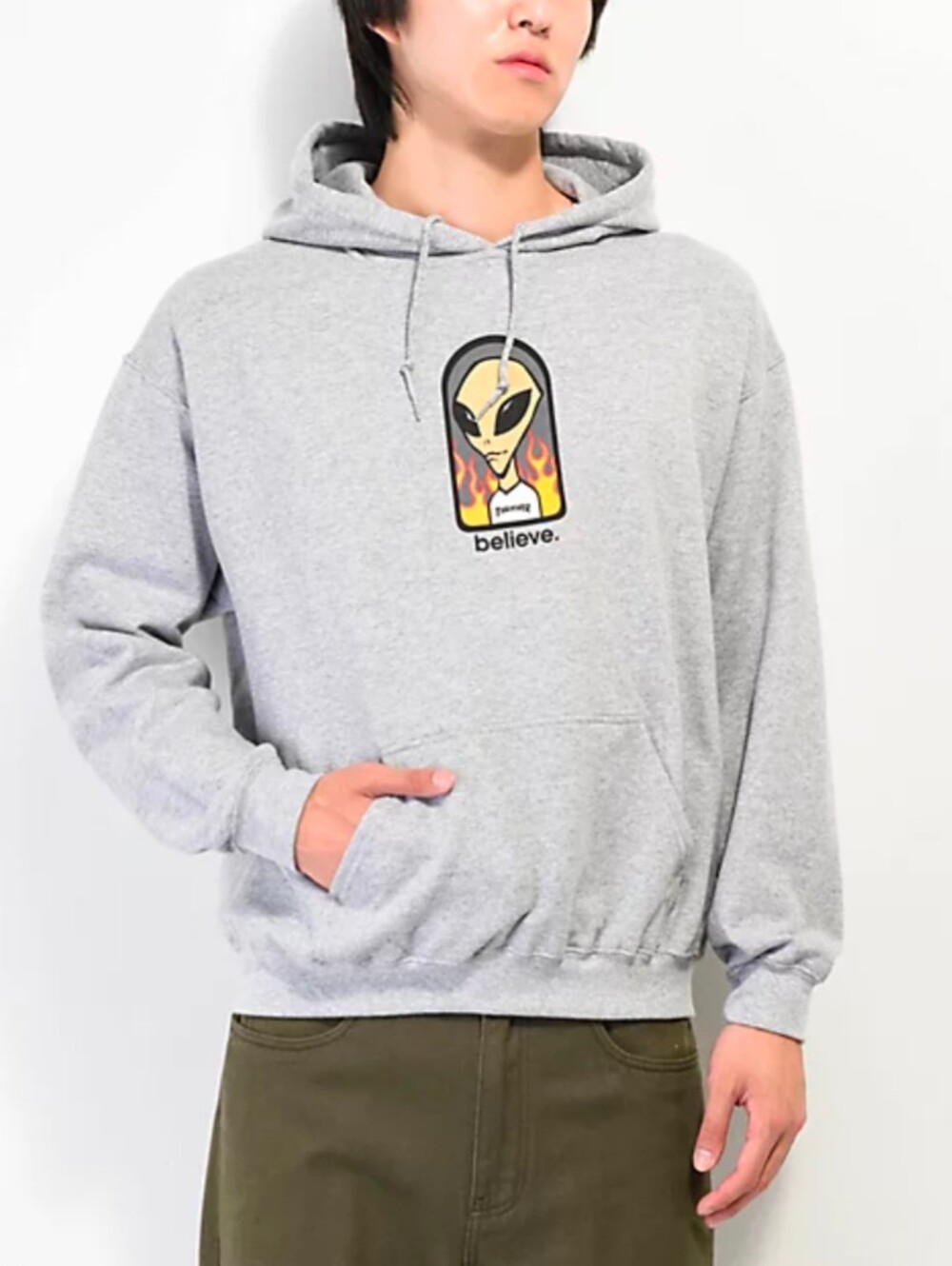 Thrasher x Alien Workshop Size S "Believe" Gray Hoodie Hooded Sweatshirt